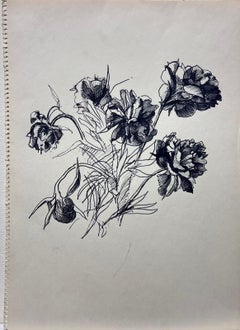 Delicate Ink Sketch of Peonies Minimalist Floral Study