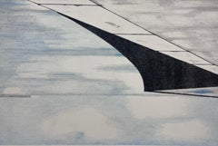 Perspective aérienne minimaliste d'une aile d'avion Œuvre d'art contemporain