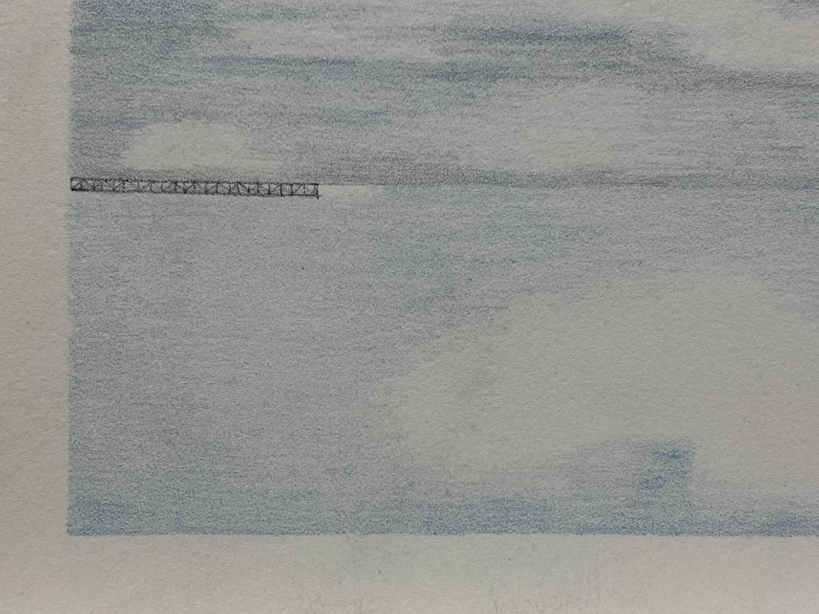 Minimalistische Luftperspektive eines Flugzeugflügels Zeitgenössisches Kunstwerk (Grau), Abstract Painting, von French School