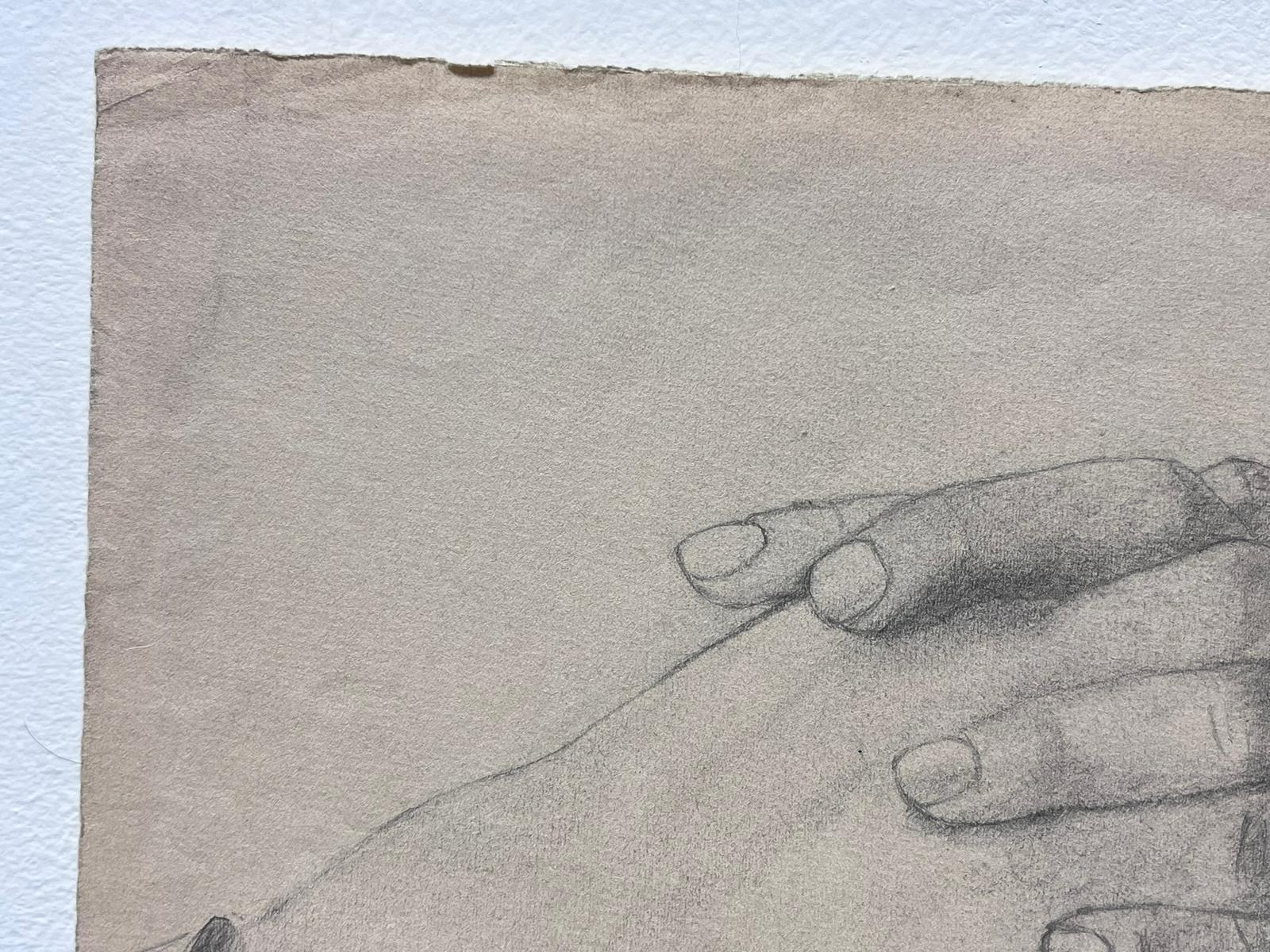 Carboncino e grafite Studio di mani delicatamente strette Schizzo - Art Impressionismo di French School
