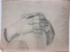 Charcoal and Graphite Study of Hands Gently Clasped Sketch