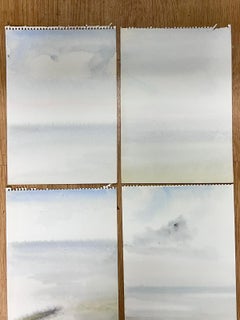 Set of Six Series of Minimalist Coastal Watercolours Seaside Landscapes