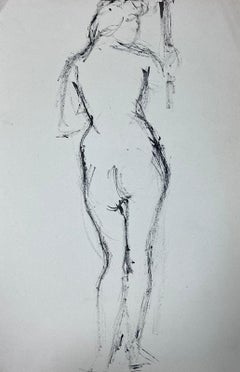 Croquis expressionniste français d'un nu debout