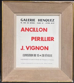 Original French Exhibition Poster 1960's Period Josine Vignon Collection