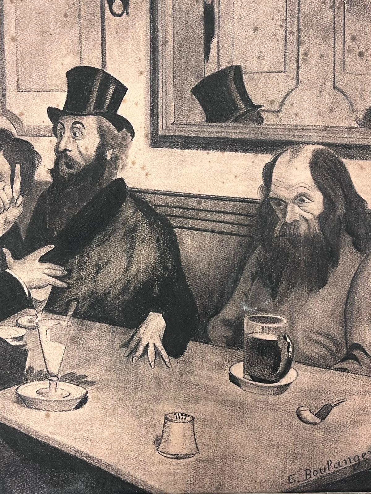 Französisches Barinterieur mit animierten Figuren beim Trinken, um 1890, signiert 3