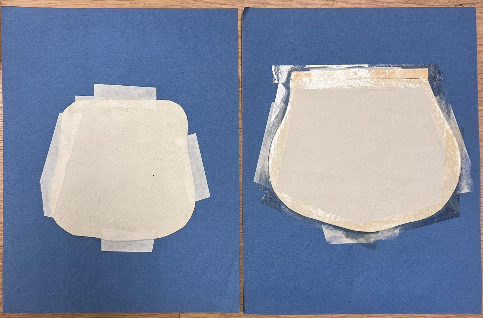 Paar von Rokoko inspirierte Gemälde 
Aquarell auf Künstlerpapier, aufgeklebt auf blauem Papier
Gemälde: 12,75 x 10 Zoll
Provenienz: Privatsammlung
Zustand: sehr guter und gesunder Zustand 