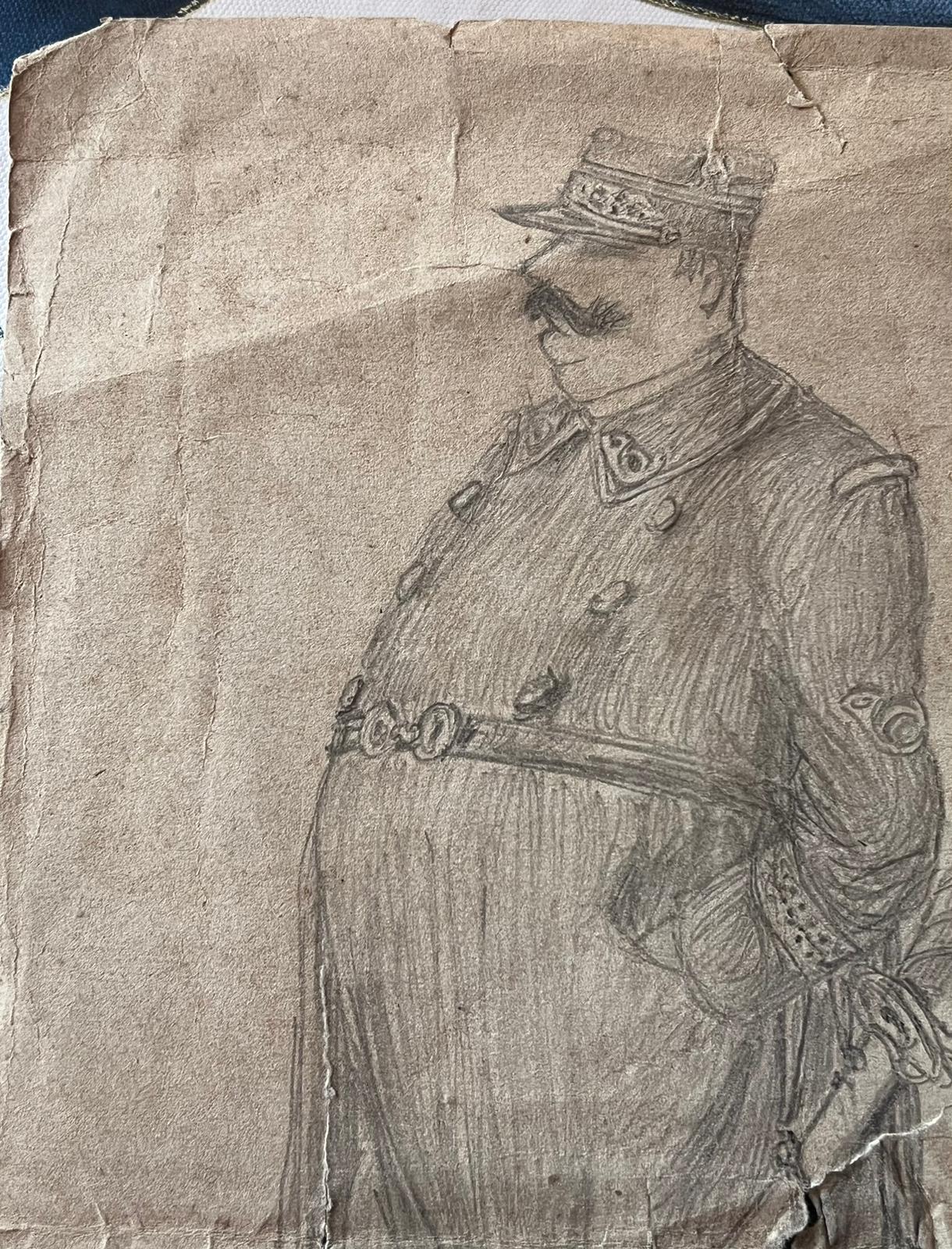Ritratto di un illustre ufficiale militare in uniforme Schizzo - Art Moderno di French School