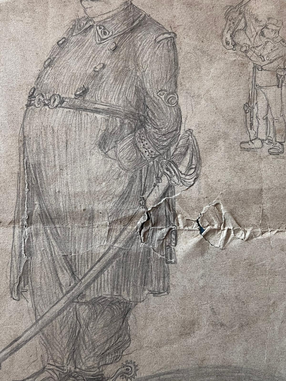 Ritratto di un illustre ufficiale militare in uniforme Schizzo - Figurative Art Marrone di French School