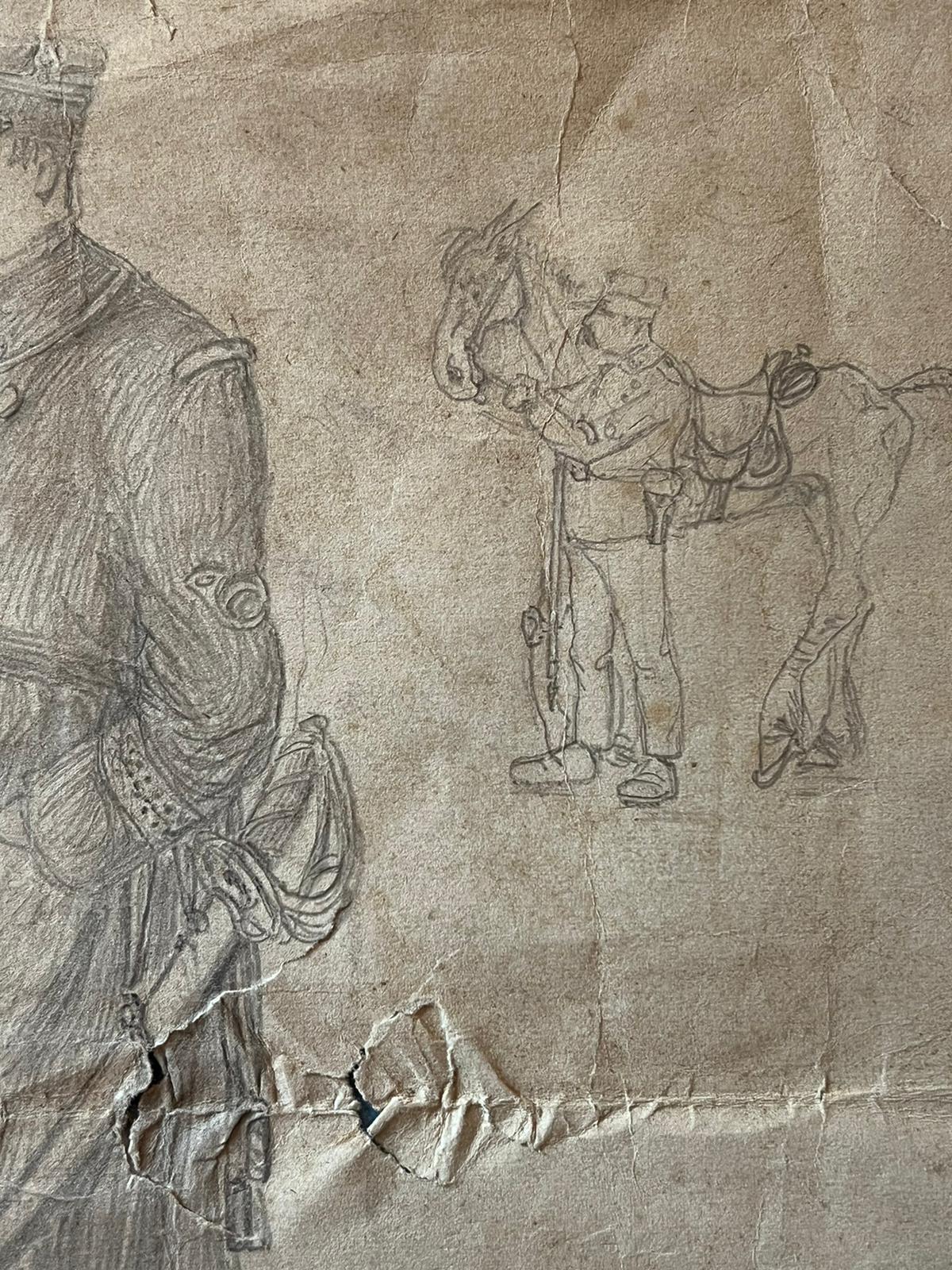 Ritratto di un illustre ufficiale militare
schizzo a matita su carta da artista
dipinto: 11 x 8,5 pollici
provenienza: collezione privata
condizioni: buone e solide - alcuni strappi dovuti all'età, visibili nelle fotografie.
