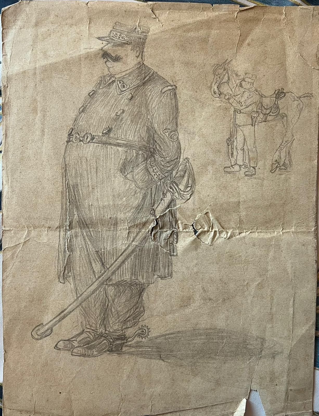 Ritratto di un illustre ufficiale militare in uniforme Schizzo - Art di French School