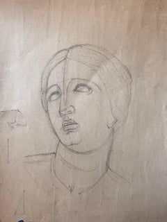 Estudio antiguo a lápiz de un retrato clásico de busto femenino