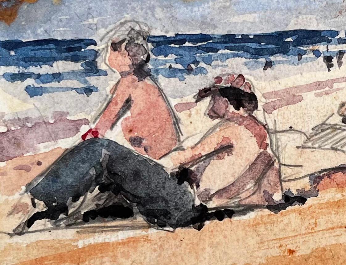 Paysage impressionniste français - « Flèches appréciant une journée au bord de la mer » en vente 1