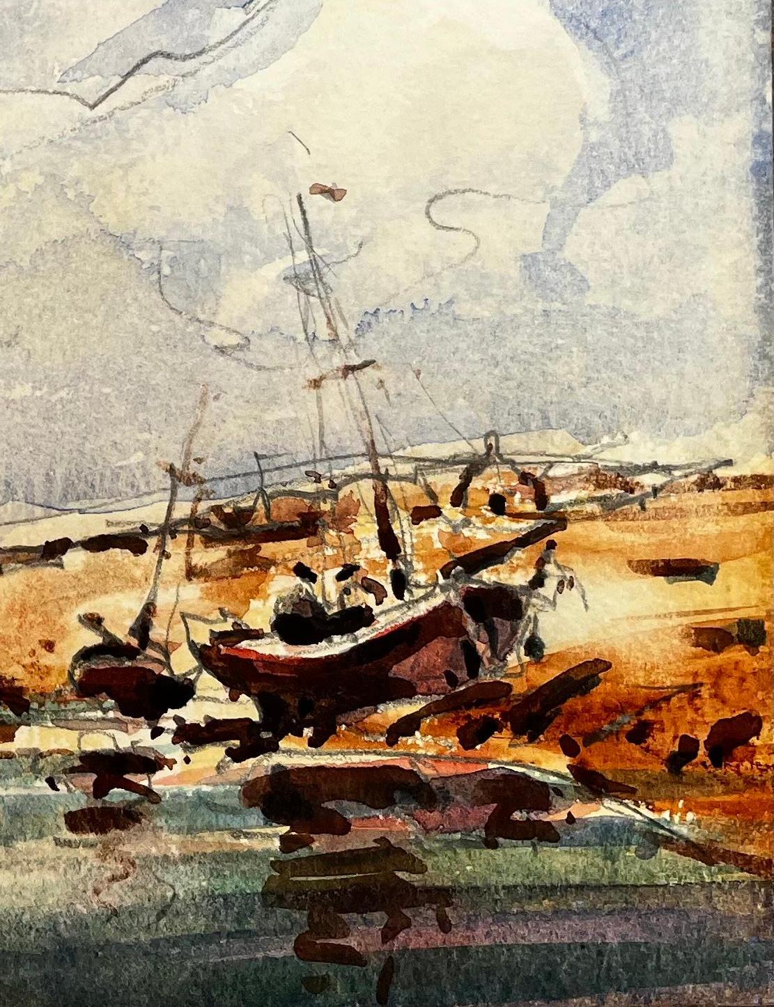 Französischer Impressionismus - Segelboote in einer Bucht in Erwartung der kommenden Flut (Abstrakter Impressionismus), Art, von Maurice Mazeilie