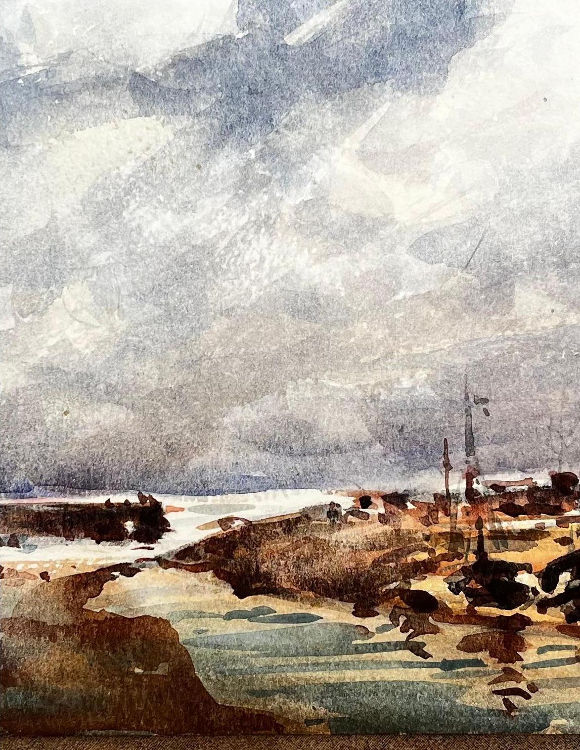 Französische impressionistische Aquarell-Landschaft des Impressionismus – Brücken-Szene mit Bäumen im Angebot 2