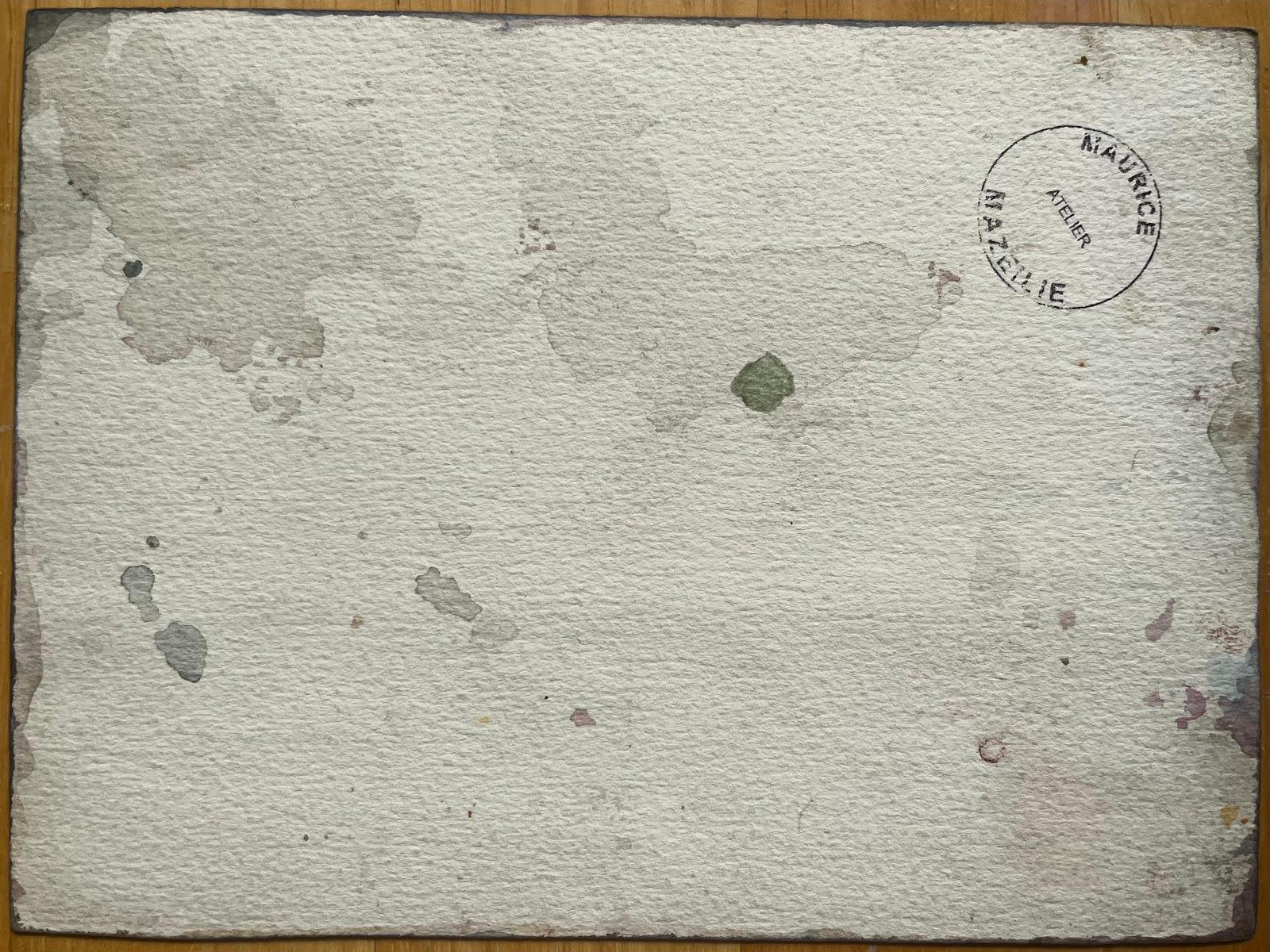 Parigi, fiume Senna
Di Maurice Mazeilie (francese, 1924-2021)
Acquerello su carta, senza cornice
Dimensioni: 5,5 x 7,5 pollici (altezza x larghezza)
Timbrato verso
Condit: C'è una piccola macchia d'acqua appena sopra il ponte sul lato destro.