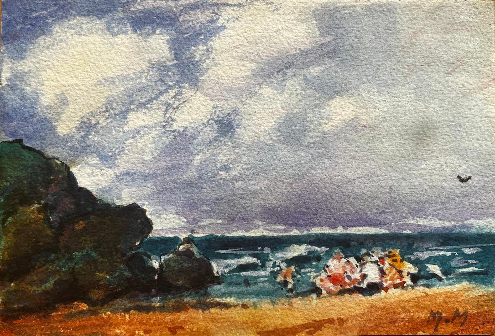 Paysage impressionniste français, Fabricants de vacances profitant d'une journée en mer