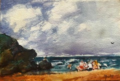 Paesaggio impressionista francese I villeggianti si godono una giornata al mare