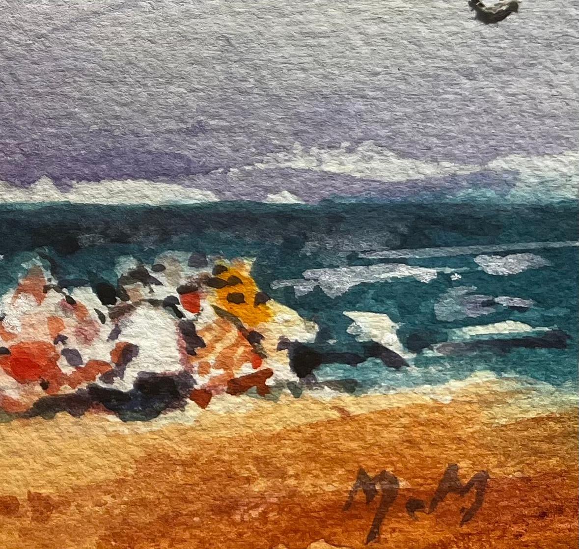 French Impressionist Landscape Holiday Makers Enjoying a Day at the Sea For Sale 1