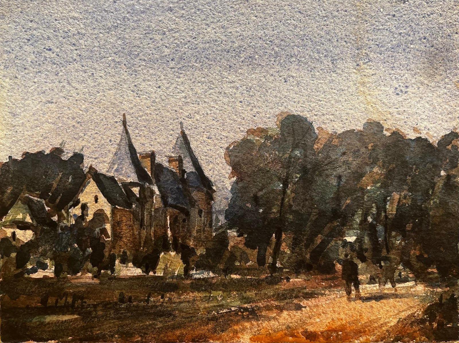“Château with Trees and Figures