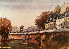 French Impressionist Landscape Paris City View River Seine Buildings