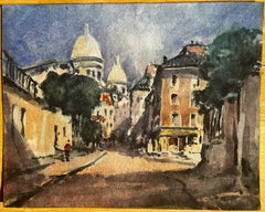French Impressionist Watercolor Landscape Sacre Coeur Montmartre Paris Streets
