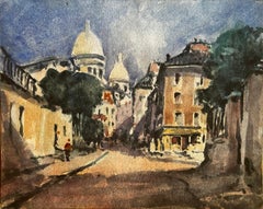 French Impressionist Watercolor Landscape Sacre Coeur Montmartre Paris Streets