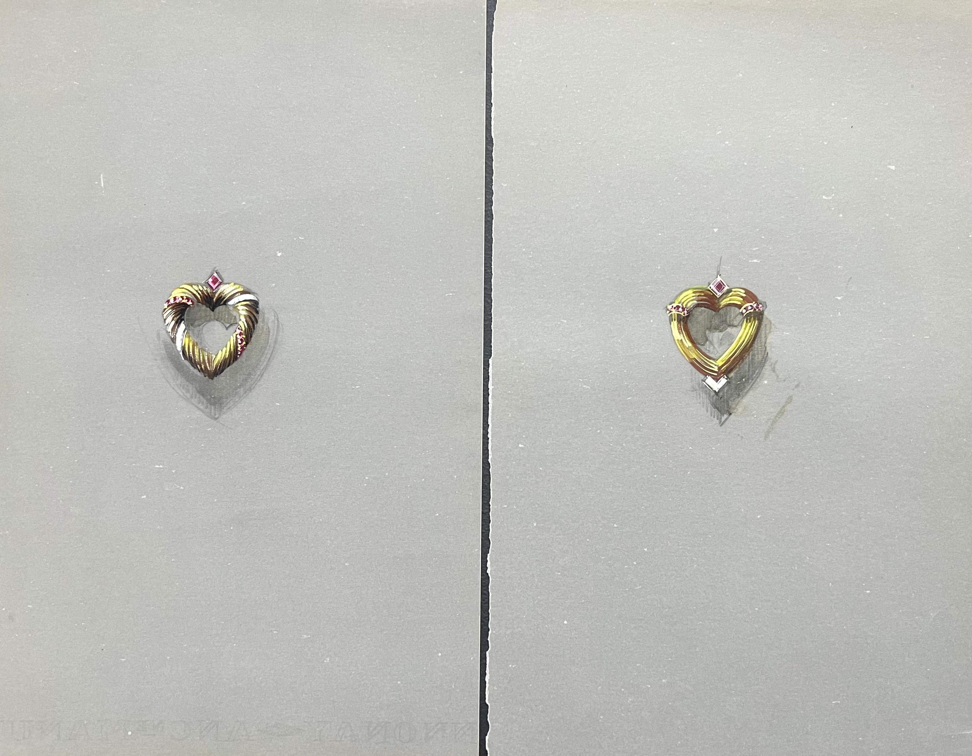 Original Pariser Vintage-Schmuckdesign-Kunst von Van Cleef & Boucheron, Designer – Painting von Paul Touzet 