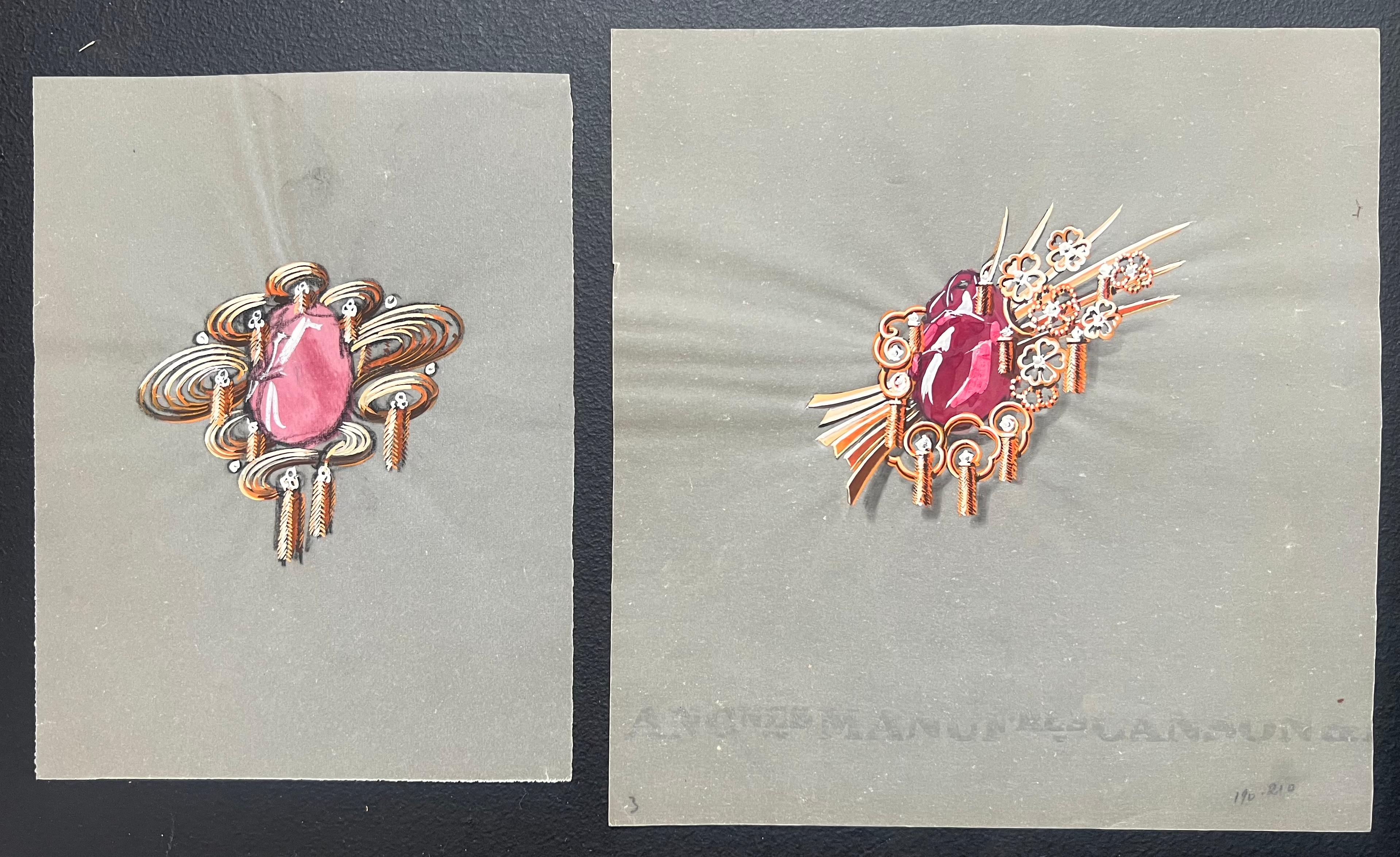 Original Pariser Vintage-Schmuckdesign-Kunst von Van Cleef & Boucheron, Designer – Painting von Paul Touzet 