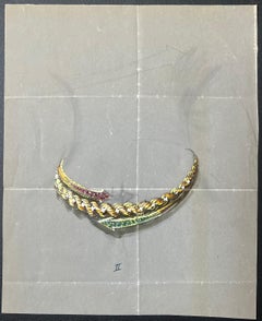 Original Parisian Vintage Jewelry Design Art by Van Cleef & Boucheron Designer