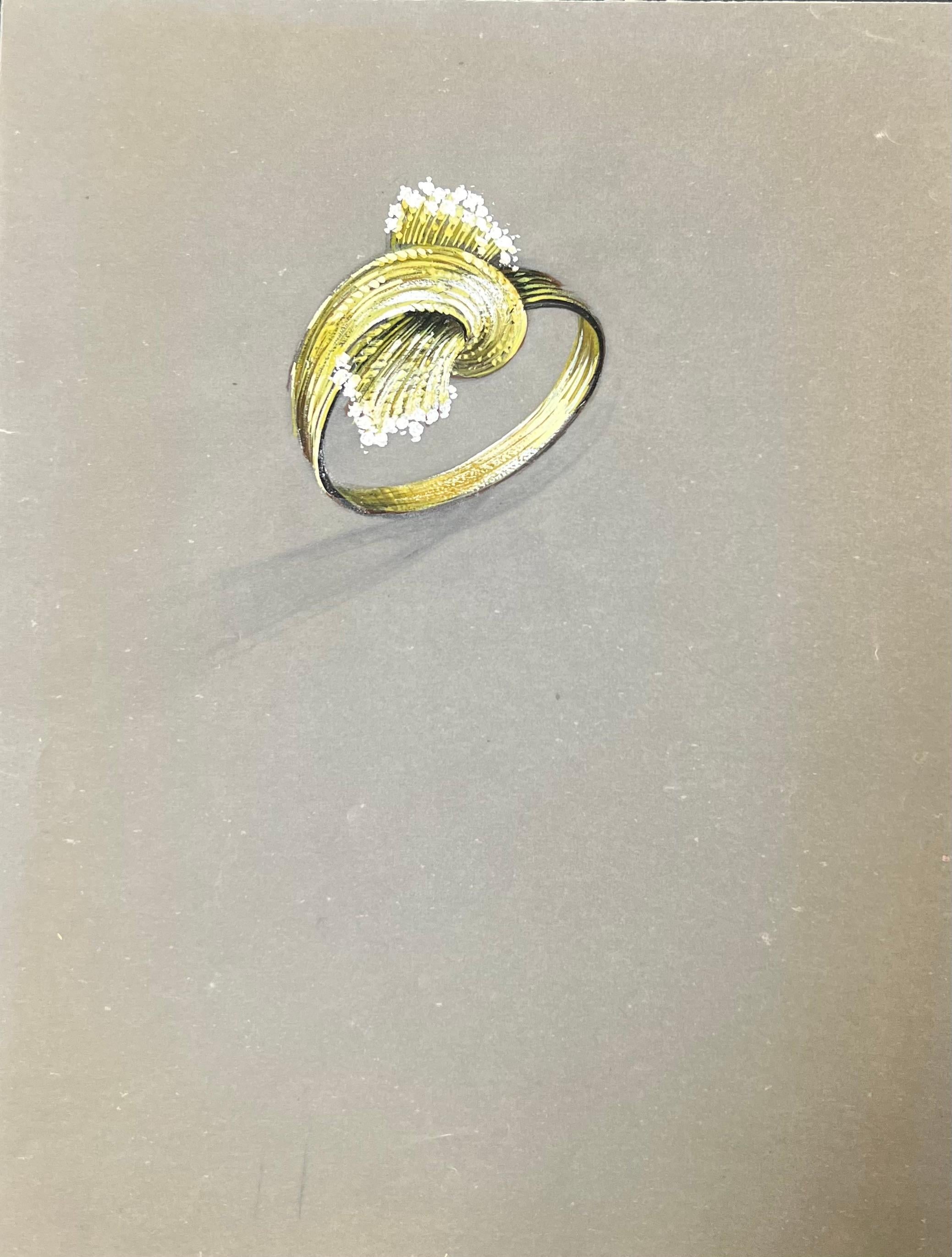 Ola de Oro Una cresta de elegancia y diamantes
hacia mediados del siglo xx
de Paul Touzet (francés, 1917)
pintura original al gouache, con lápiz sobre papel vegetal, sin enmarcar
diseño general tamaño general del papel: 8,5 x 6,5 pulgadas

estado: