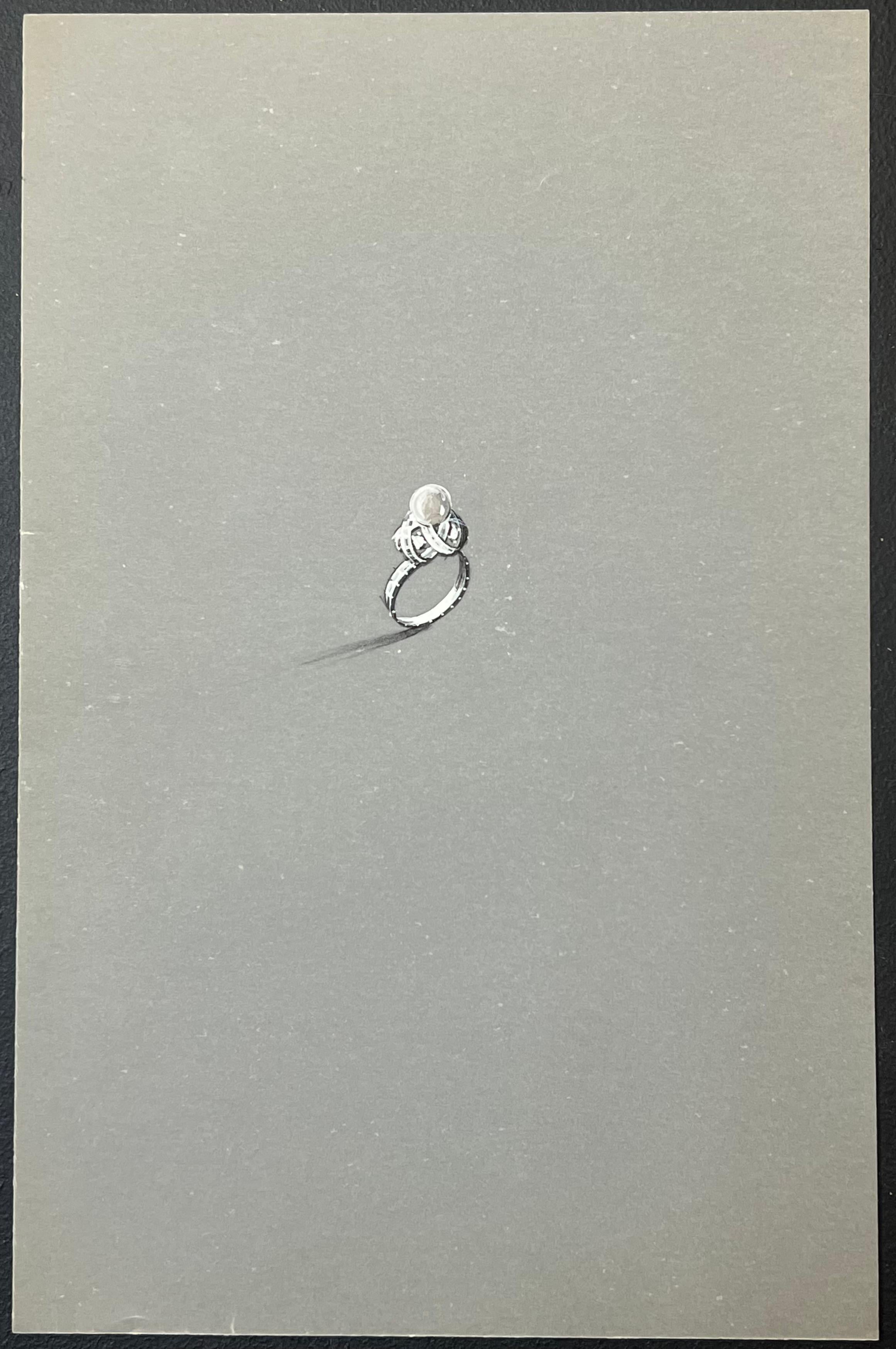 Set di sei anelli d'argento Design/One 
circa metà del XX secolo
di Paul Touzet (francese, nato nel 1917)
dipinto originale a guazzo, con matita su carta da lucido, senza cornice
misure per tutti e sei: 10 x 6,5 pollici

condizioni: le condizioni