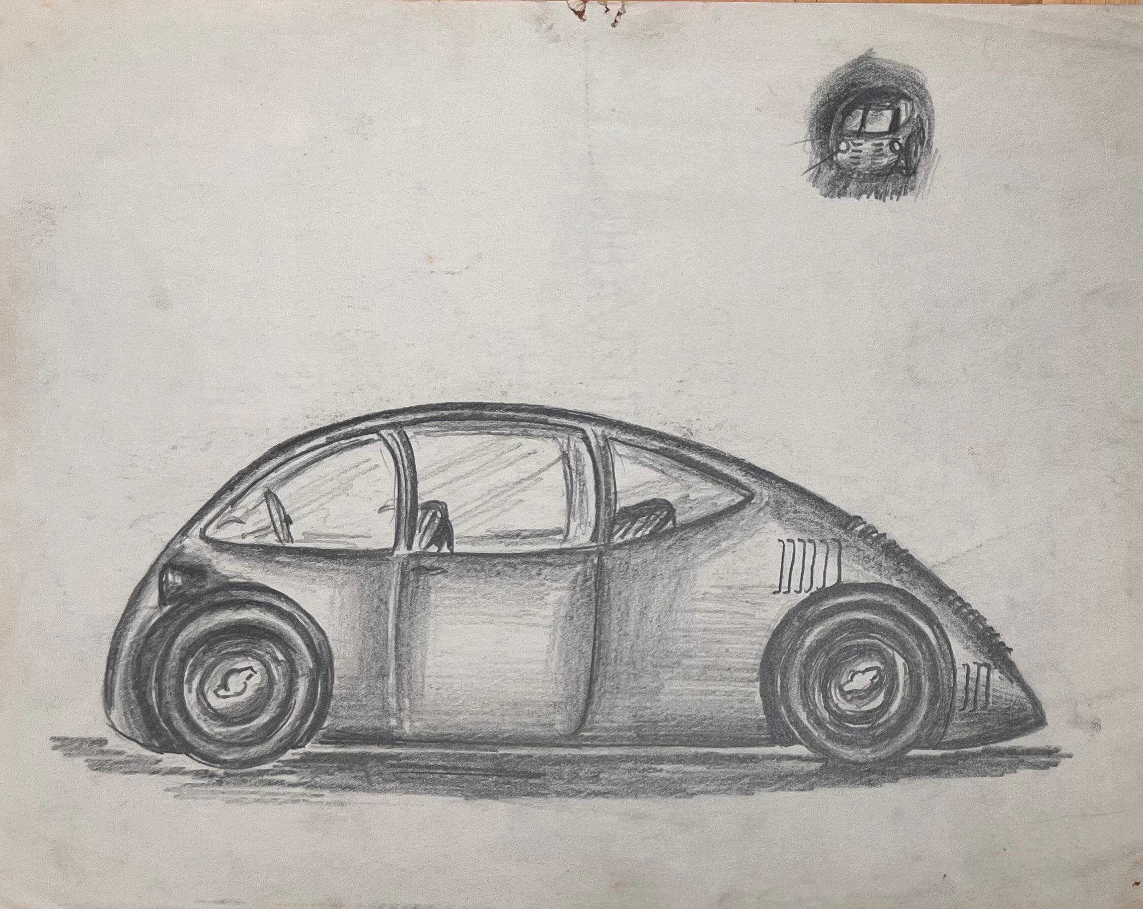Konzeptuelle futuristische Bleistiftzeichnung im Autodesign