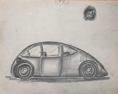 Disegno concettuale a matita di un'auto futuristica