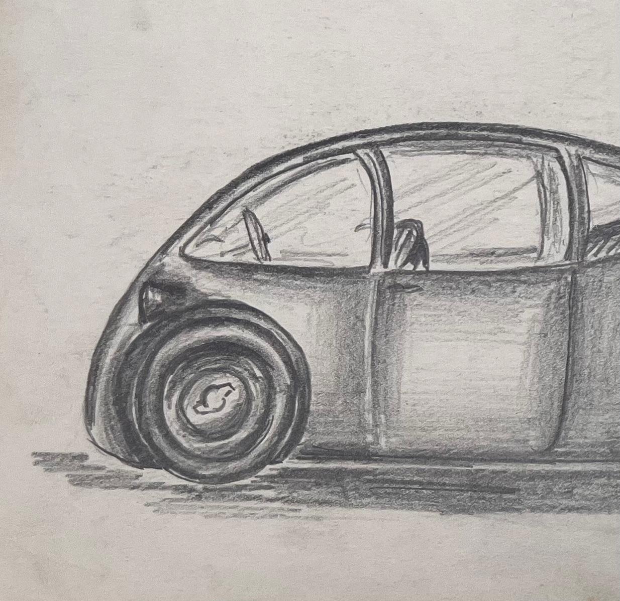 dessin au crayon de conception automobile futuriste - Gris Still-Life par K.B. White