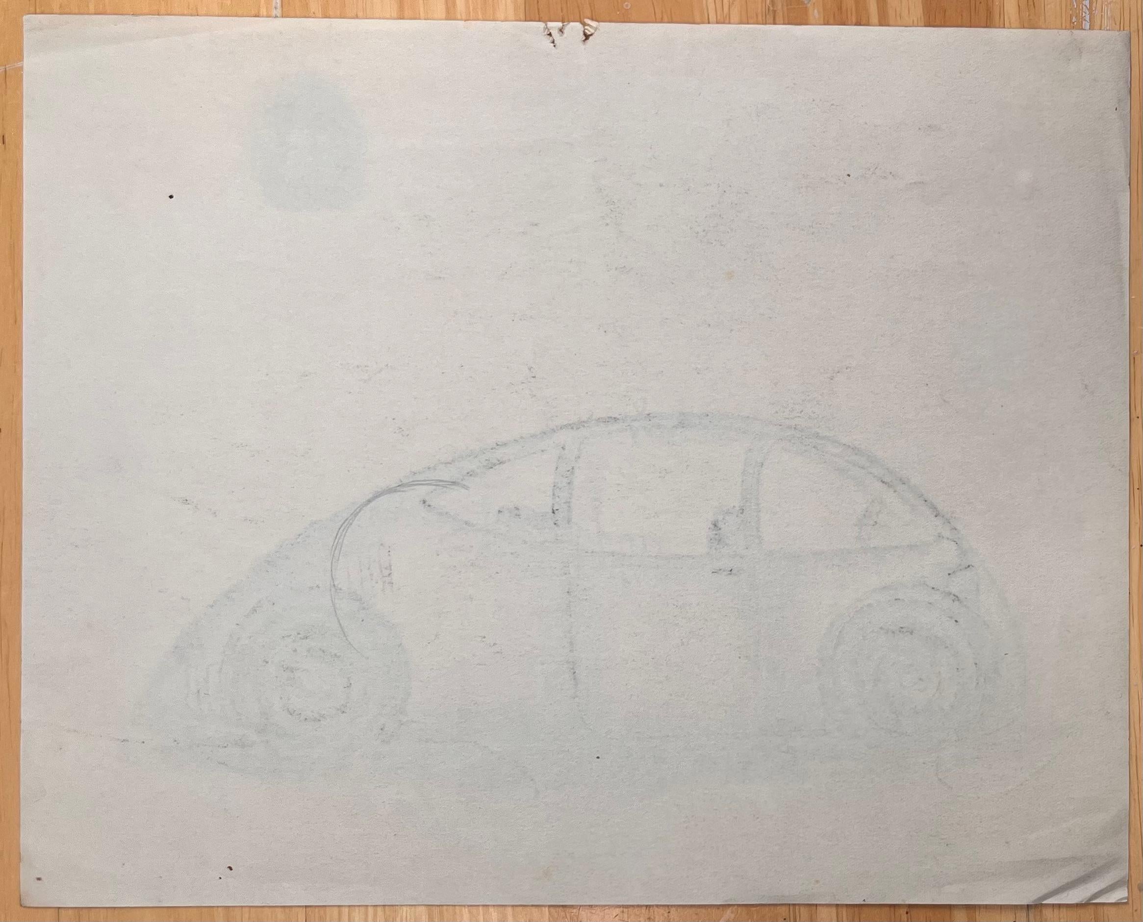 dessin au crayon de conception automobile futuriste en vente 1