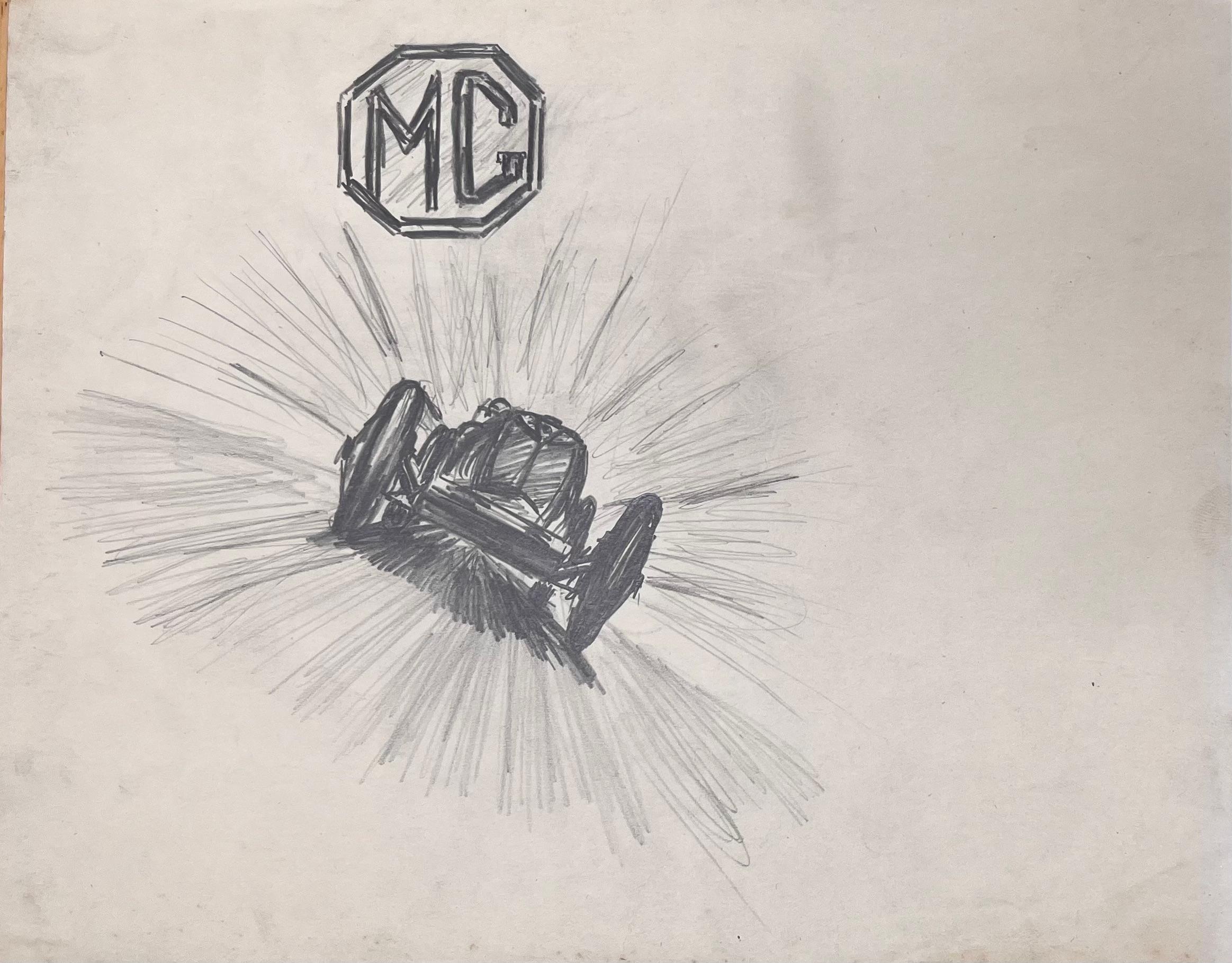 MG Sports Car and Logo Pencil Illustration - Art by K.B. White