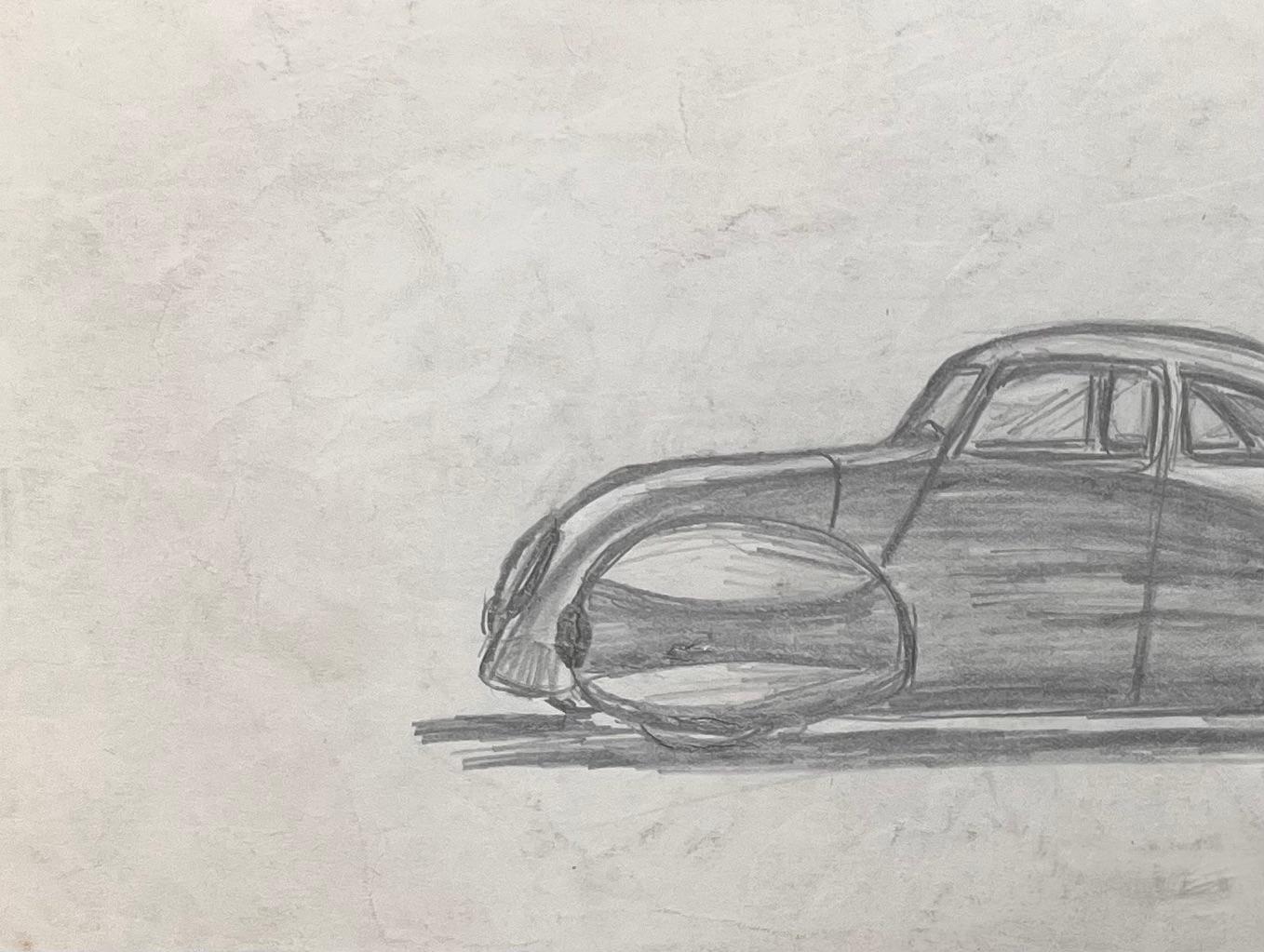 1938 Talbot-Lago T150-C SS Teardrop Coupé Design Pencil Illustration - Art Deco Art by K.B. White