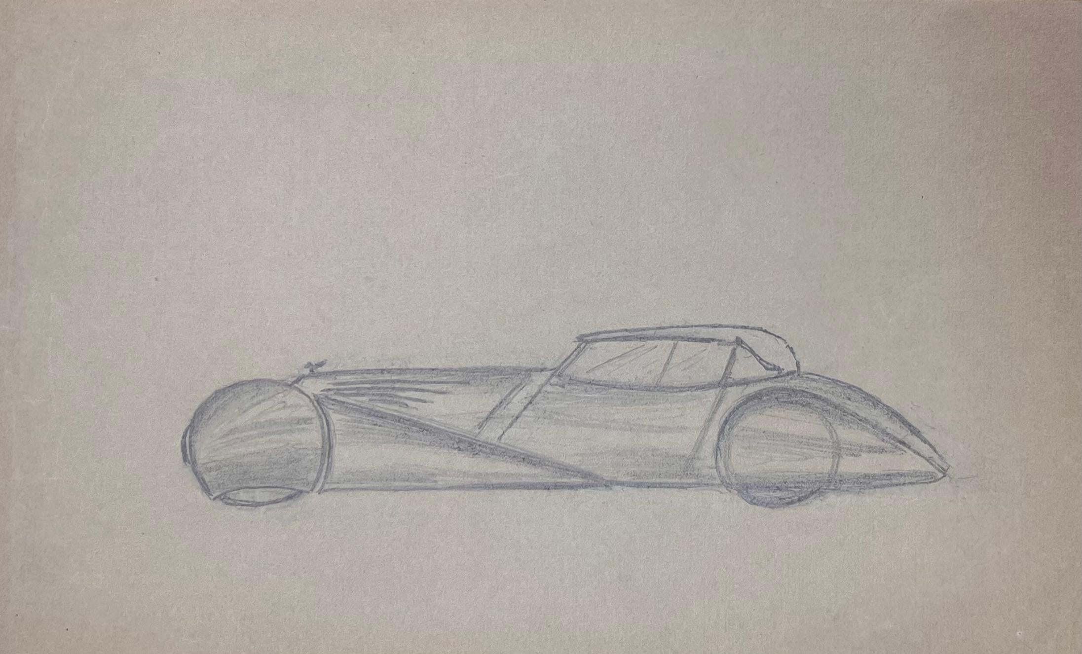 Concetto di auto classica aerodinamica Illustrazione a matita