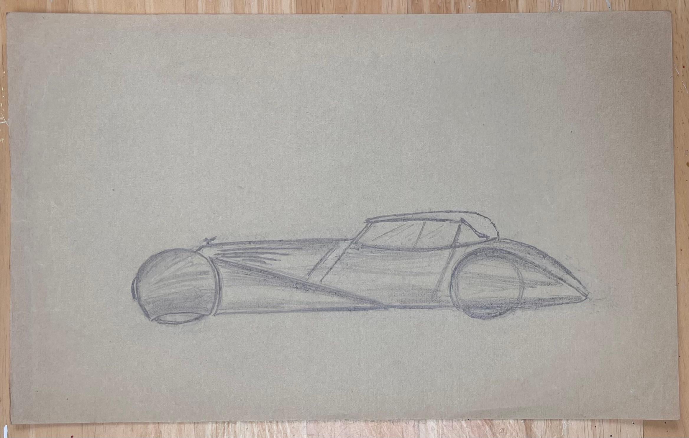 Concepto de coche clásico aerodinámico Ilustración a lápiz - Art Art Decó de K.B. White
