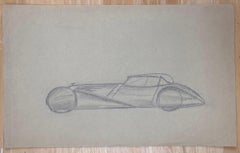 Streamlined Classic Car Concept Pencil Illustration