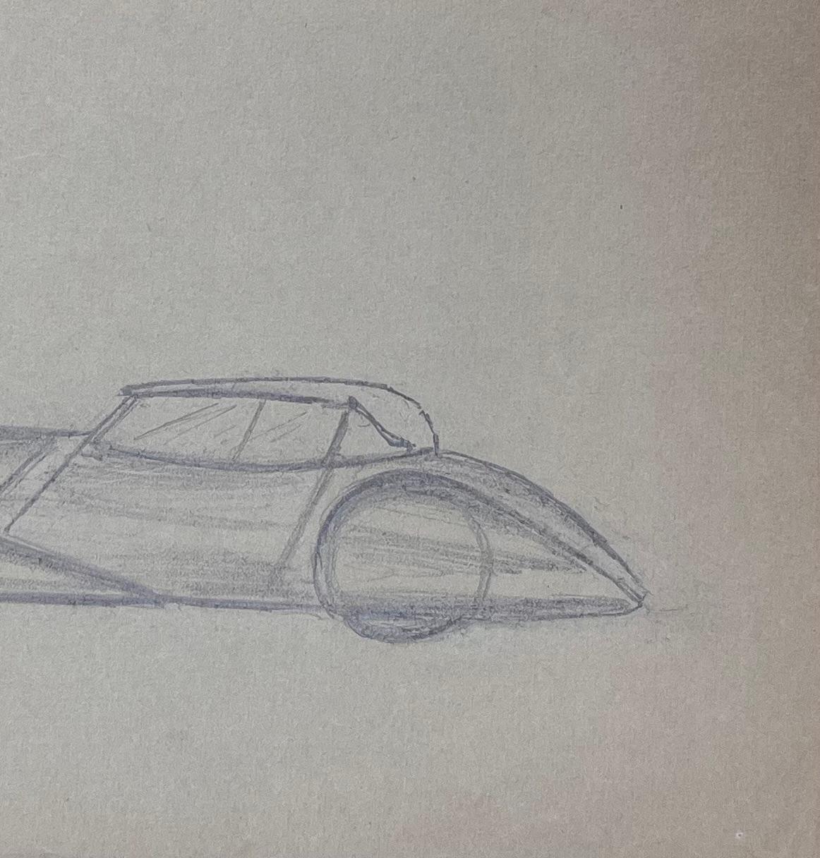 Concepto de coche clásico aerodinámico Ilustración a lápiz en venta 1