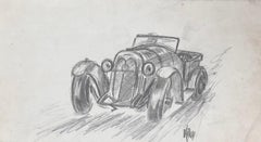 1935 Auburn 851 SC Boattail Speedster Concept Pencil Illustration