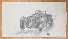 1935 Auburn 851 SC Boattail Speedster Concetto Illustrazione a matita