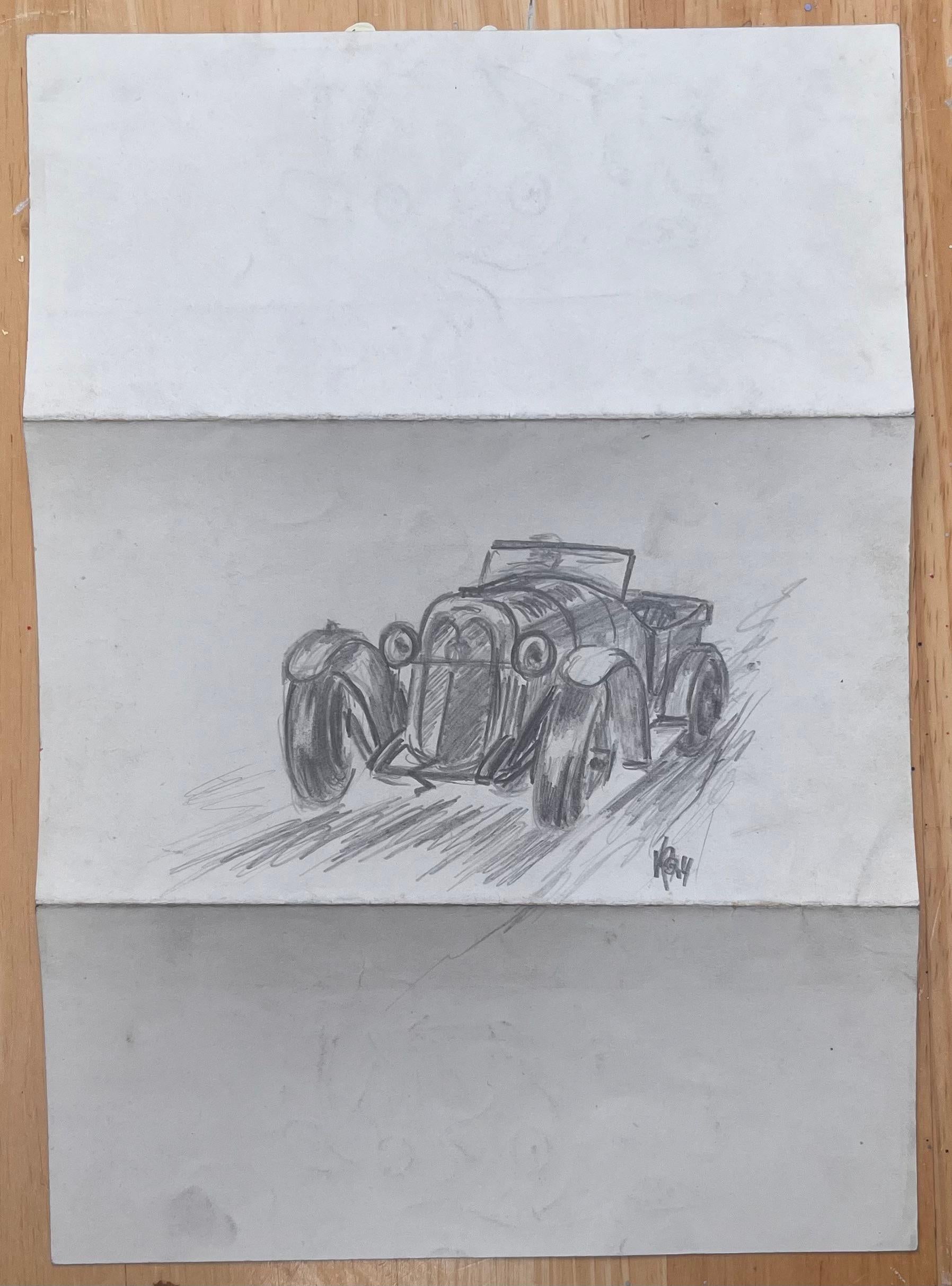 Illustration au crayon conceptuelle d'un Speedster à queue de bateau Auburn 851 SC, 1935 en vente 3