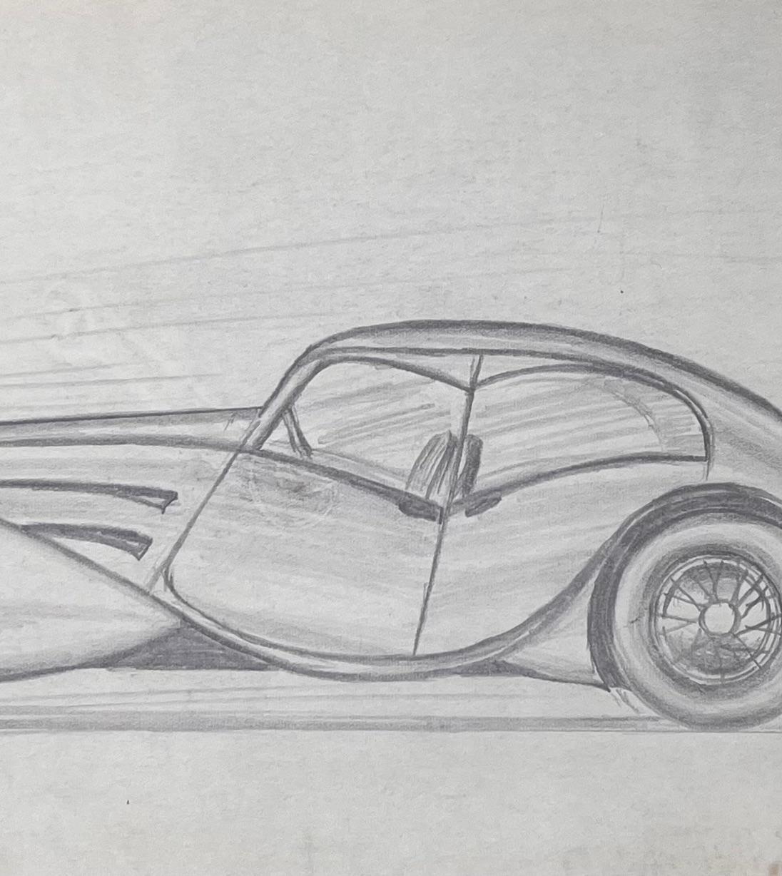 Bugatti Type 57S Atalante Concept Pencil Illustration For Sale 2