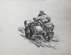 Vintage Motorcycle avec dessin au crayon d'appoint
