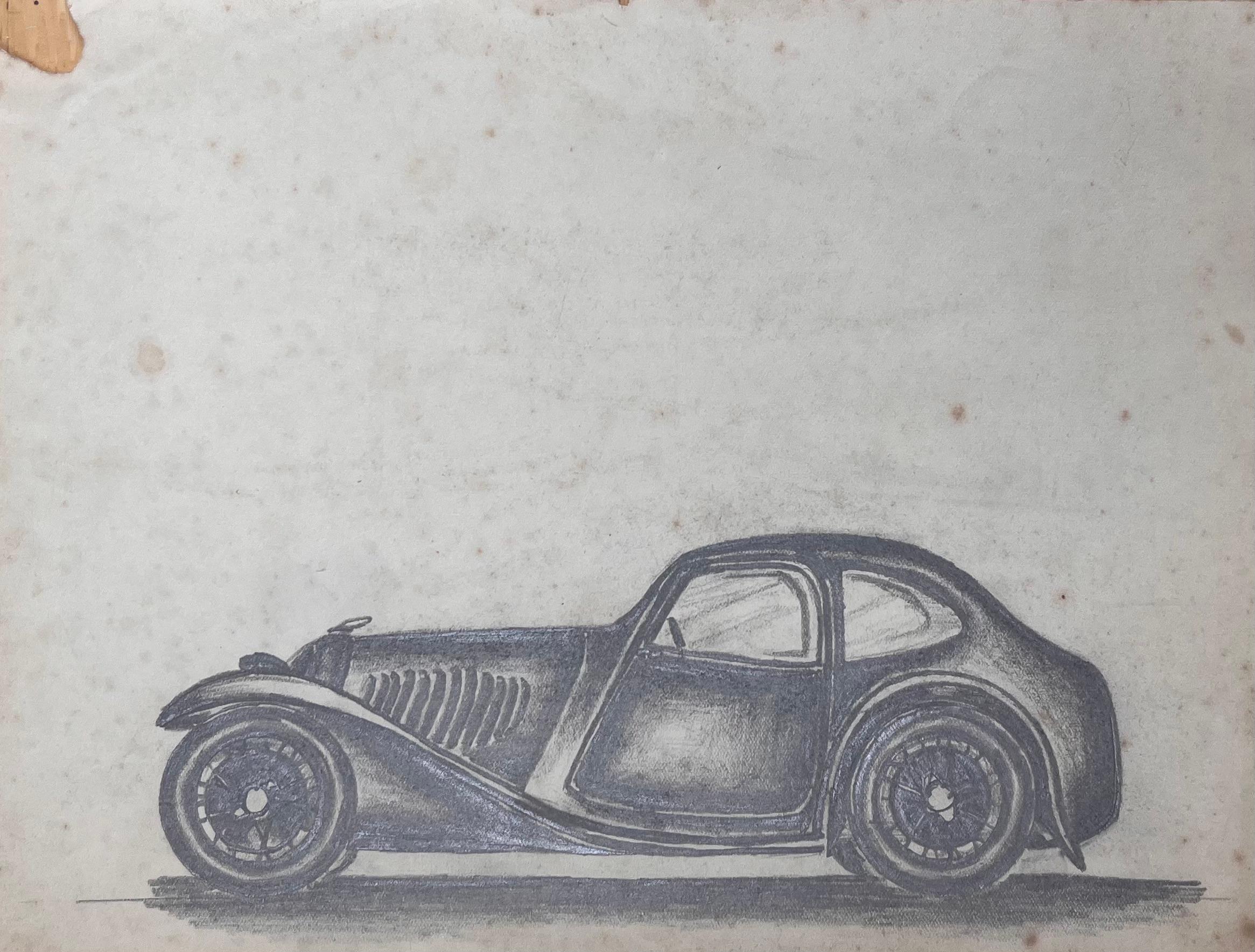 Dibujo a lápiz del Concepto Bugatti Type 57C Atalante - Art de K.B. White