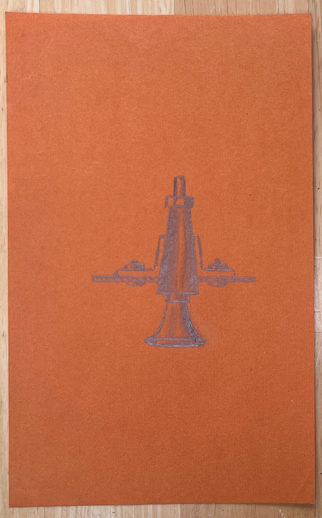 Illustrazione a matita del differenziale di un'auto d'epoca - Art Art Déco di K.B. White