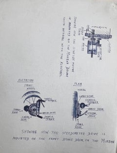 Technical Pencil Diagrams of Car Mechanisms