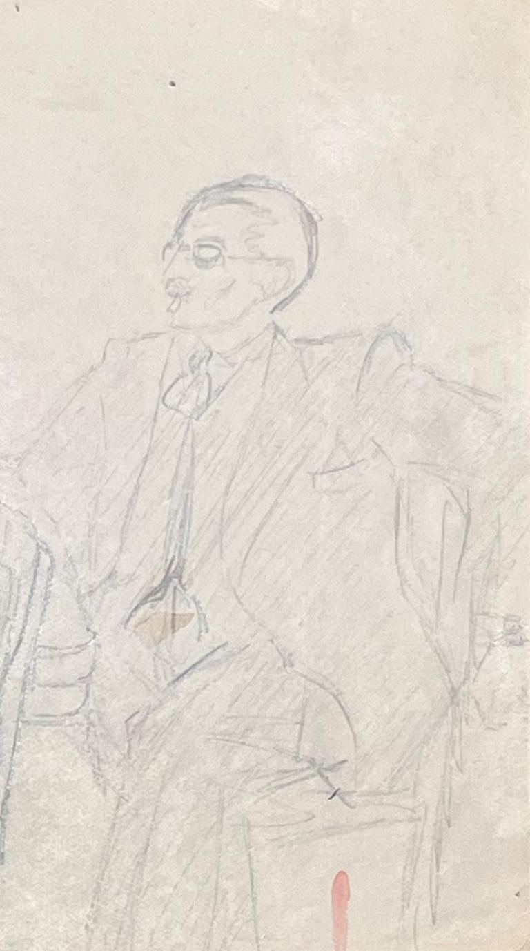 Title: Mid Century French Elegant Pencil Drawing of Three Figures in Conversation

Artist: Josine Vignon (French 1922-2022)

Medium: Pencil on paper

Size: 5.25 (height) x 8.25 (width)

Stamped: Verso

Condition: Good, small paint mark on lower